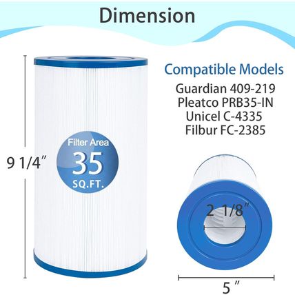 Future Way PRB35-IN Hot Tub Filter Replacement for Thermospa FL1008, Replace Fil