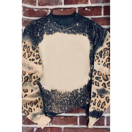 Black Tie Dye Leopard Drop Shoulder Sweatshirt