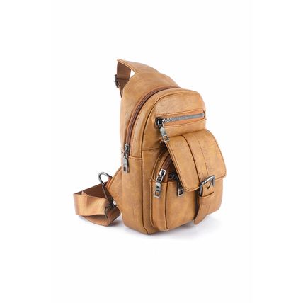 Khaki Vintage Multi Pockets Sling Bag