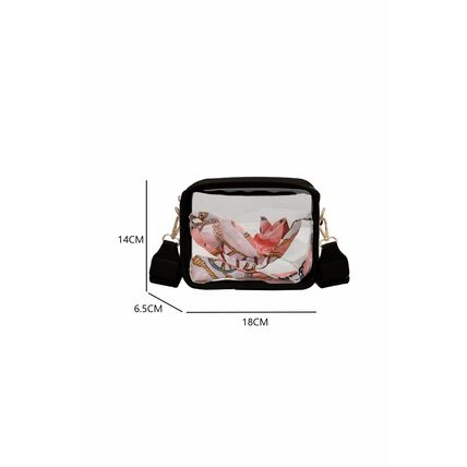 Black Clear PVC Leather Strap Crossbody Bag