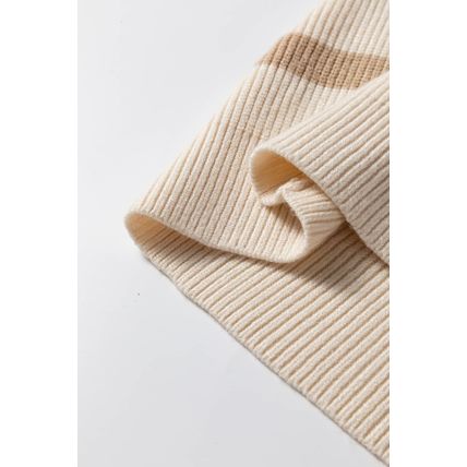 Khaki Stripe Ribbed Half Zip Collared Sweater Vest