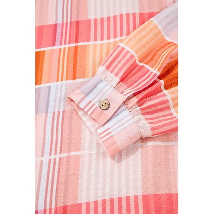 Pink Oversized Check Tunic Shirt