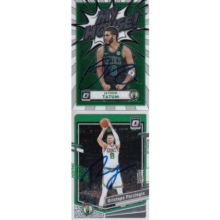 JAYSON TATUM & KRISTAPS PORZINGIS AUTO 2021/24 BOSTON CELTICS WORLD CHAMPIONS