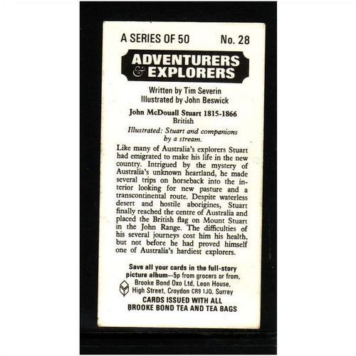 Brook Bond Adventurers Explorers John McDouall Stuart No 28 Mint