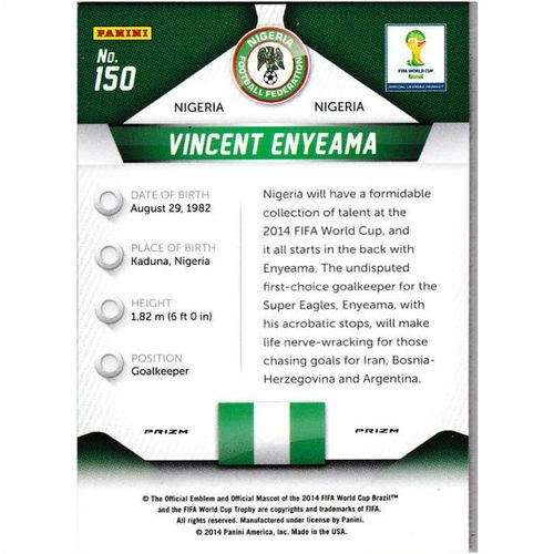 2014 Panini Prizm World Cup Prizm - #150 - Vincent Enyeama