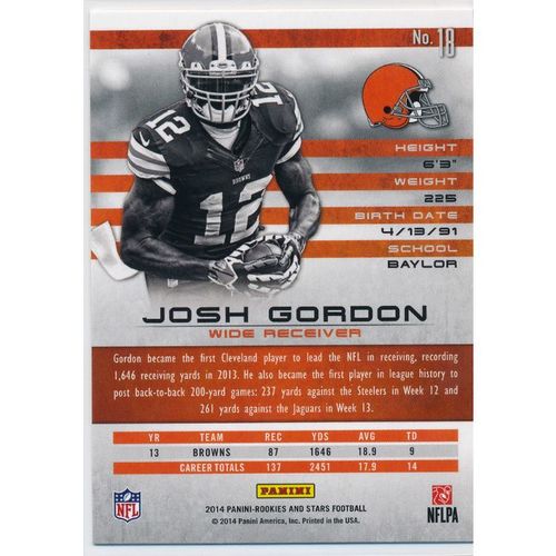 2014 Panini Rookies & Stars #18 Josh Gordon Cleveland Browns