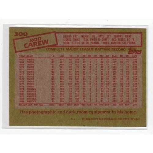 1985 Topps Rod Carew baseball card #300 – Angels