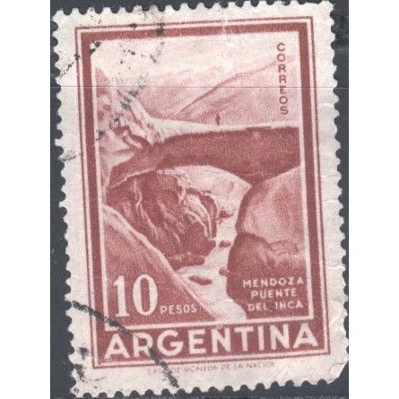 Argentina stamps 1959 - SG1038 - 10p red - Inca Bridge, Mendoza - used
