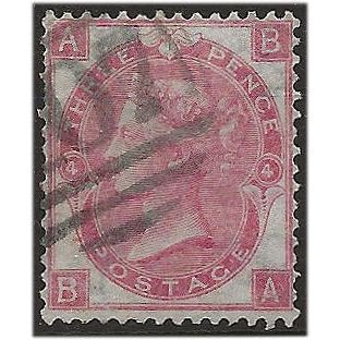 1862 SG92 3d Rose Plate 4 Check Letters “BA” Fine Used.