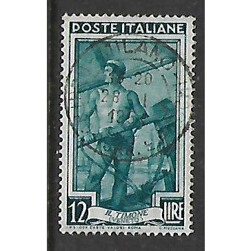 ITALY 1950 ITALY WORKERS 12L GREEN FISHERMAN AT TILLER SG766 FINE USED