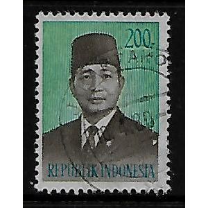 INDONESIA 1976 PRESIDENT SUHARTO 200R BROWN BLUE & GREEN SG 1444 FINE USED#