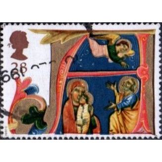 1991 Christmas. Illuminated Manuscrits. 28p Value. Holy Family & Angels F/Used