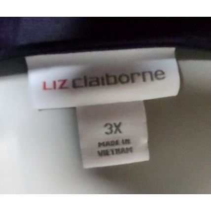 Liz Claiborne Purple Black Striped Dress Shirt Round Neck Long Sleeve Size 3x