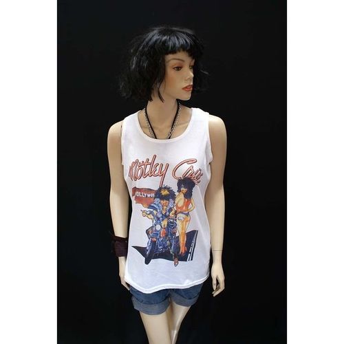 Motley Crue T shirt Vest White Medium 1980s Glam Metal ROCK Festival Top M