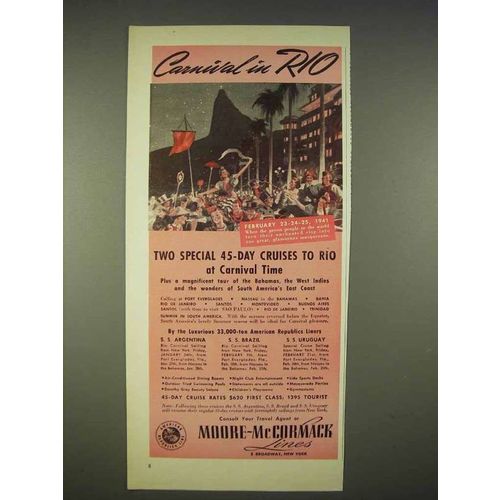 1940 Moore-McCormack Lines Cruise Ad - Carnival in Rio