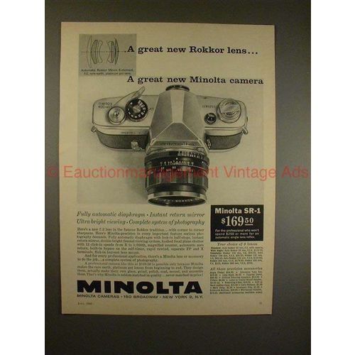 1960 Minolta SR-1 Camera Ad - Great New Rokkor Lens!!
