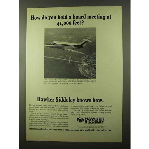 1966 Hawker Siddeley DH 125 Jet Ad - Board Meeting