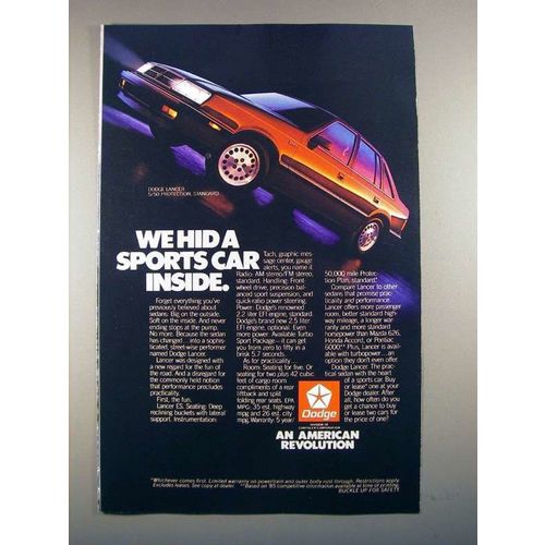 1985 Dodge Lancer Car Ad - We Hid a Sports Car Inside