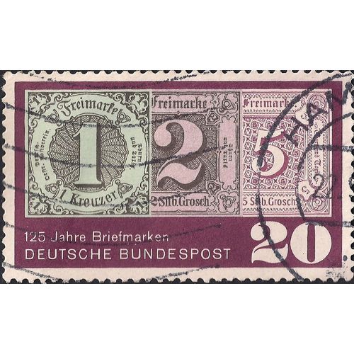 GERMANY, 125 years of stamps, brown 1965, 20Pf
