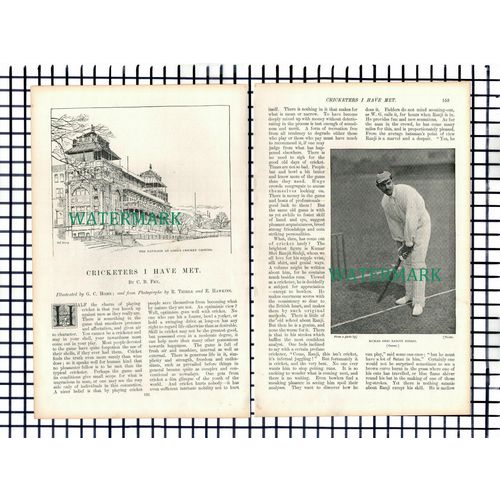 (8283) Cricket Abel Richardson Grace Sinhji Woods Jackson CB Fry c.1900 Article