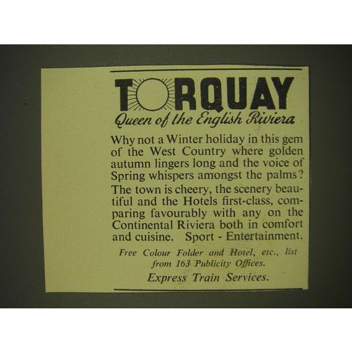 1955 Torquay Tourism Ad - Torquay queen of the English riviera