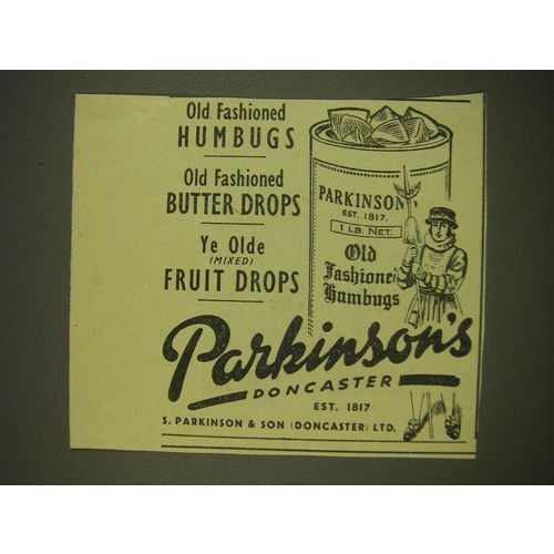 1955 Parkinson's Old Fashioned Humbugs Ad - Parkinson's Doncaster