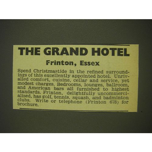1963 The Grand Hotel Ad - The Grand Hotel Frinton, Essex