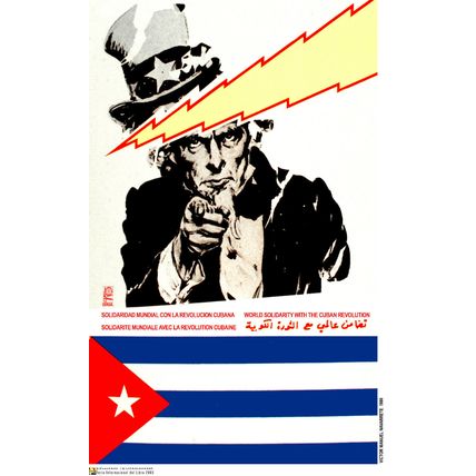 Political OSPAAAL POSTER.Solidarity w/Cuba.Uncle Sam art.Socialism history.am52