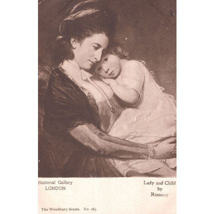 Romney Lady and Child National Gallery Old Painting Postcard