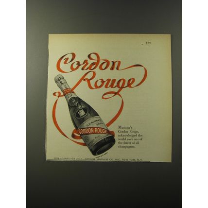 1953 Mumm's Cordon Rouge Champagne Advertisement