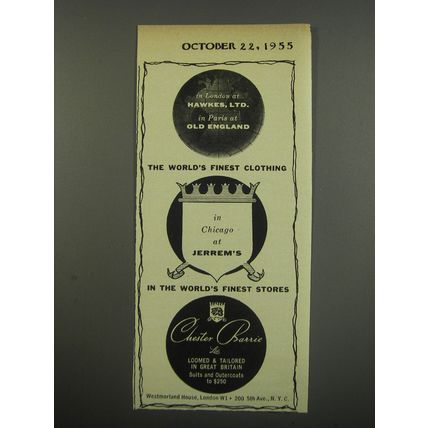 1955 Chester Barrie Clothing Ad - The world's finest clothing