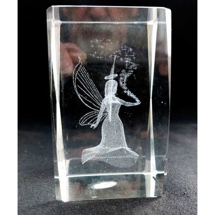 Angel Crystal Glass Laser Engraved Block Ornament