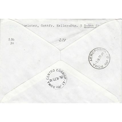 Austria 1977 50th anniversary of first flight Vienna-Rome Cover VGC