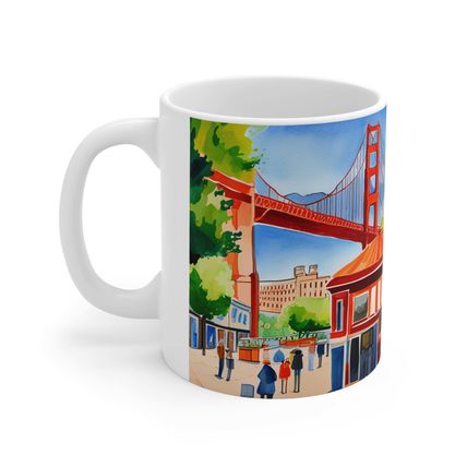 At the Cafe Golden Gate Bridge California #22 Mug Ceramic Coffee Mug 11oz