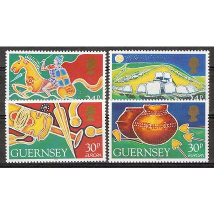 ZAYIX Guernsey 526-529 MNH Europa CEPT Archaeology Horses Pottery 101623S94