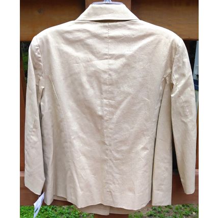 Vintage Womens Sag Harbor Linen Blend GOLD Shimmer Suit Jacket NWT Lg Button