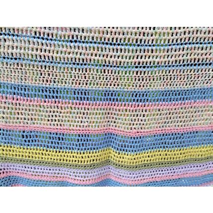 Crocheted Pastel Colored Baby Blanket Large 50" x 70" Bed Chair Lap Cover