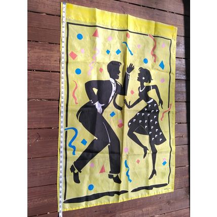 Vintage American Greetings Outdoor Yellow Flag Dancing New Year Party 42 Inches