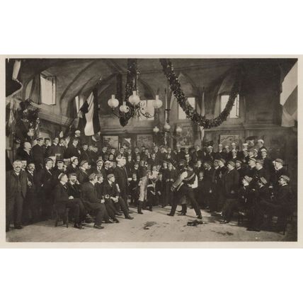 Duelling Scene Between Students German Swordfighting RPC Old Postcard