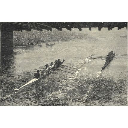 OXFORD AND CAMBRIDGE BOAT RACE 1872 Horace Harral VICTORIAN ENGRAVINGS