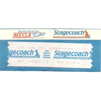 Manchester Mega Rider Wayfarer Ticket issued by Stagecoach Manchester & Ribble
