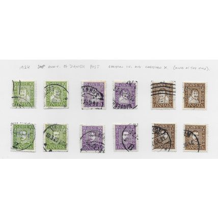 DENMARK DANMARK 1924 300 YEARS DANISH POST A&B Nos SET COMPLETE USED SG218 223