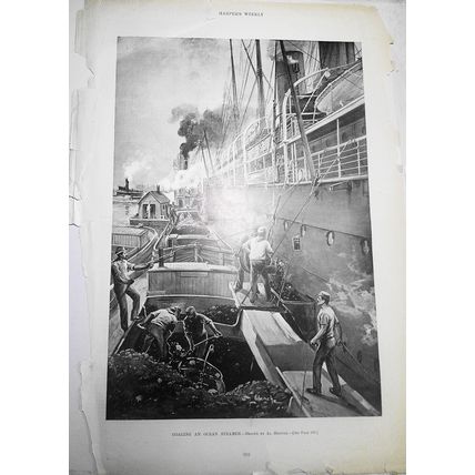 "Coaling An Ocean Steamer" drawn by Al Hencke. Harper's Weekly 1894