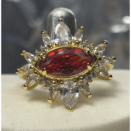 NIB Bomb Party Jewel-Cairo RBP2662OR L.C Orange Sapphire Y. Gold Dipped Band Sz9