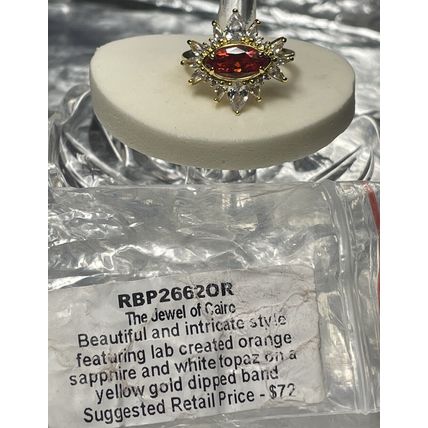NIB Bomb Party Jewel-Cairo RBP2662OR L.C Orange Sapphire Y. Gold Dipped Band Sz9