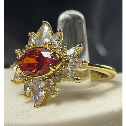 NIB Bomb Party Jewel-Cairo RBP2662OR L.C Orange Sapphire Y. Gold Dipped Band Sz9