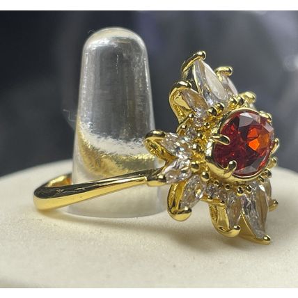 NIB Bomb Party Jewel-Cairo RBP2662OR L.C Orange Sapphire Y. Gold Dipped Band Sz9