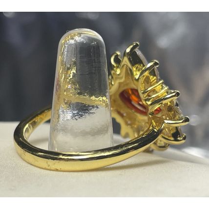 NIB Bomb Party Jewel-Cairo RBP2662OR L.C Orange Sapphire Y. Gold Dipped Band Sz9
