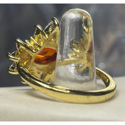 NIB Bomb Party Jewel-Cairo RBP2662OR L.C Orange Sapphire Y. Gold Dipped Band Sz9