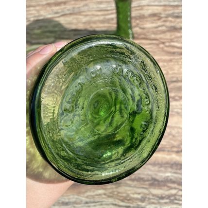 VTG Emerald Green Glass Vase Set- Quilted Diamond Pattern #4095 & Crinkle Glass